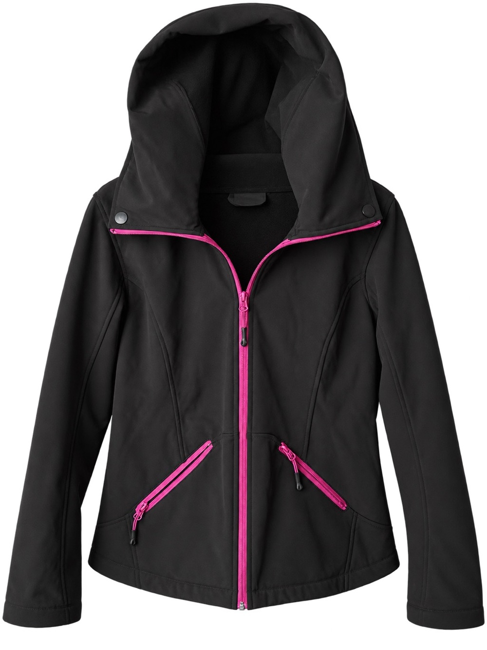 Hawke & Co Black Hooded Utility Jacket with Pink Zippers